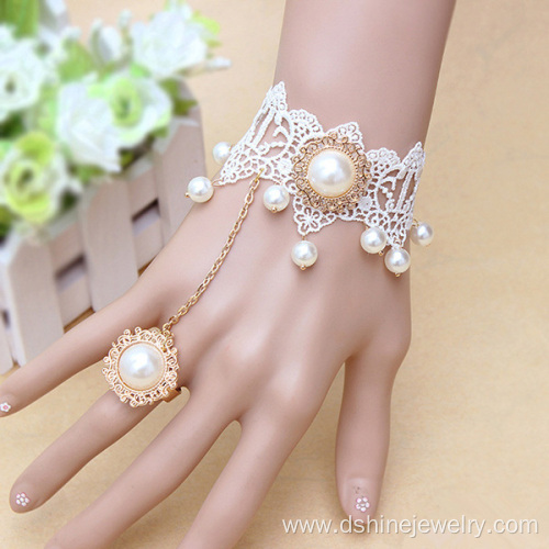 Imitation Pearl Chain Lace Bracelet Italian Crochet Bracelet